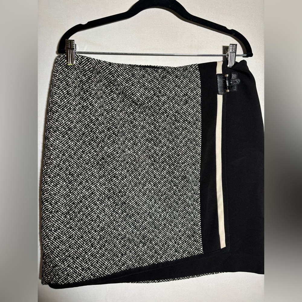 White House Black Market Asymmetrical Black and White Skirt